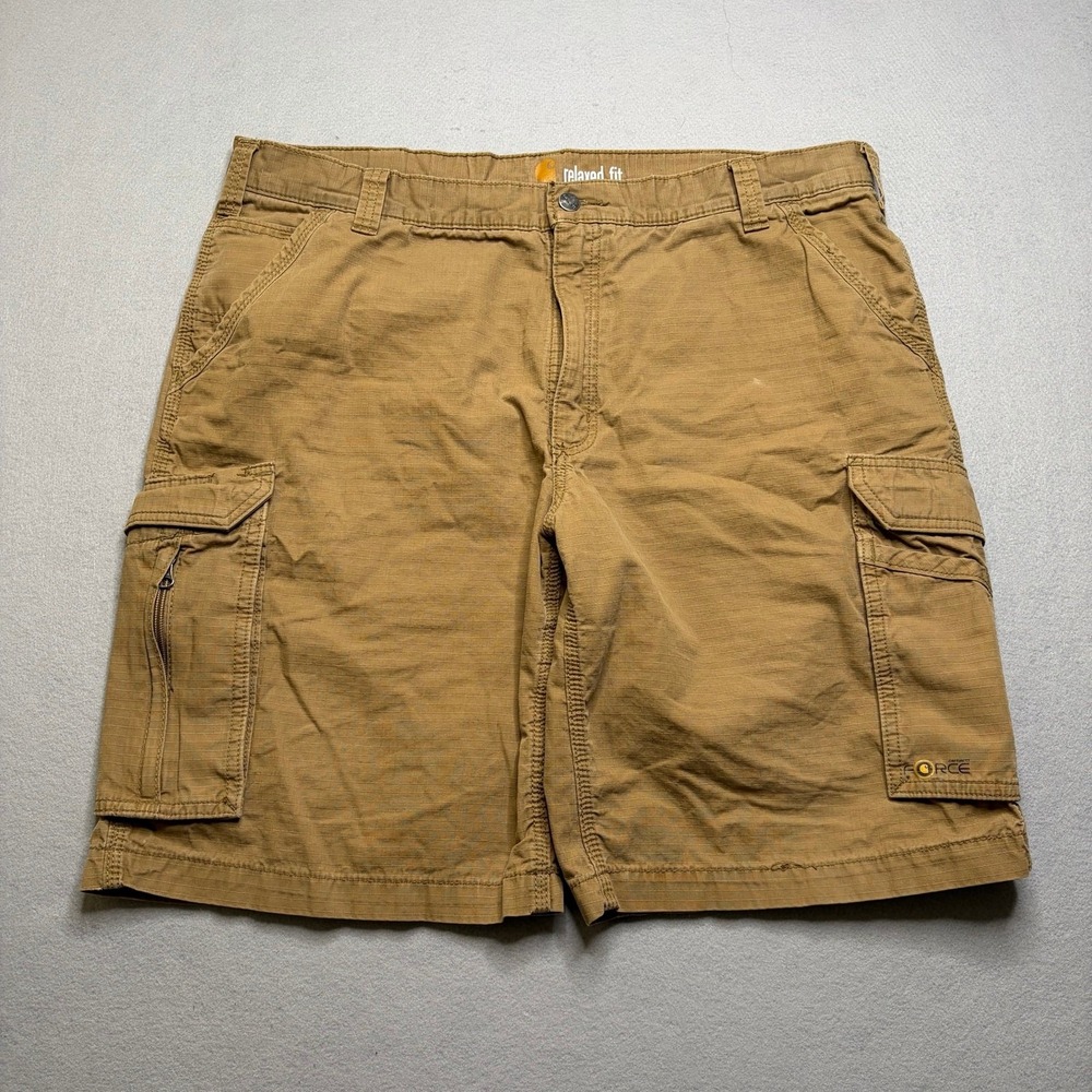 Carhartt Cargo Shorts Mens 40 Tan Force Relaxed Fit‎ Ripstop Cotton 101168 257